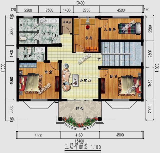 農(nóng)村建房都喜歡頂層帶個露臺，這樣看起來整體缺一個口子，大部分人都會選擇這樣的戶型!
