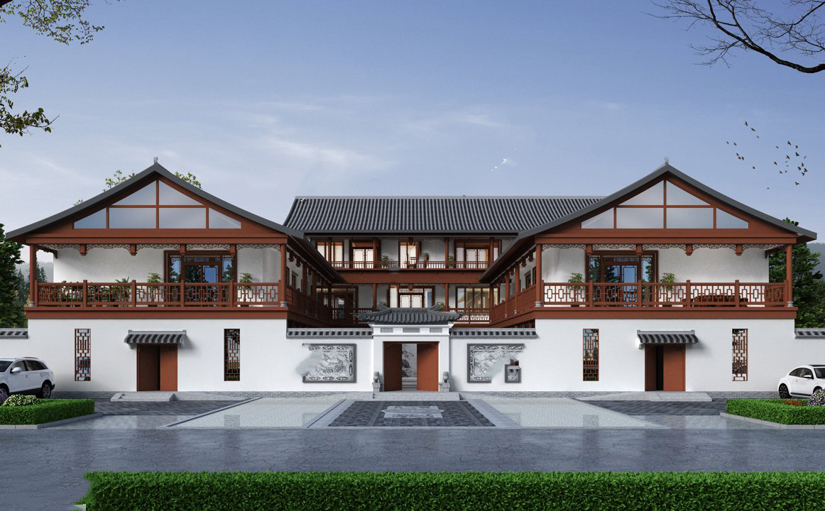 超豪華農(nóng)村住宅設(shè)計圖---三合院，傳統(tǒng)與現(xiàn)代設(shè)計結(jié)合