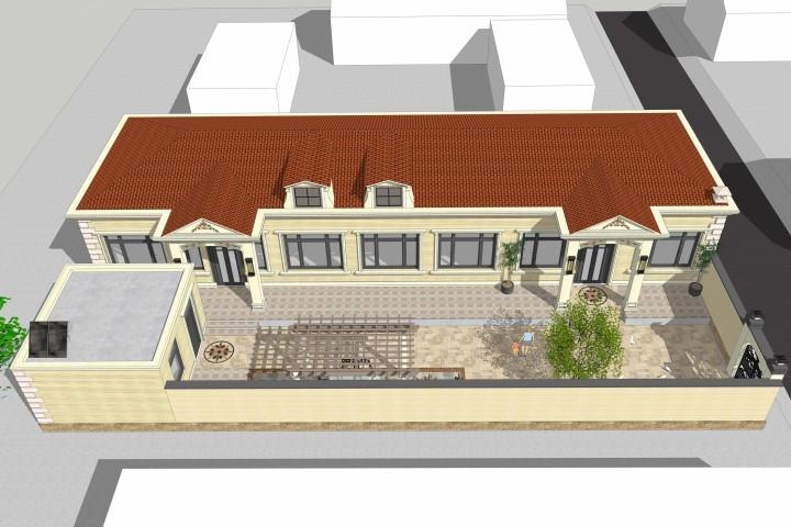 歐式農(nóng)村自建一層住宅別墅，26*14.8m新農(nóng)村自建一層案例別墅圖